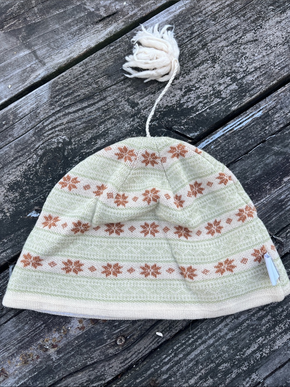 Turtle Fur Fair Isle Print Wool Pompom Beanie